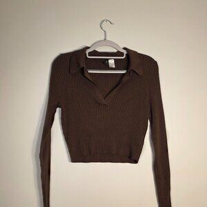 Brown Knit Crop Top